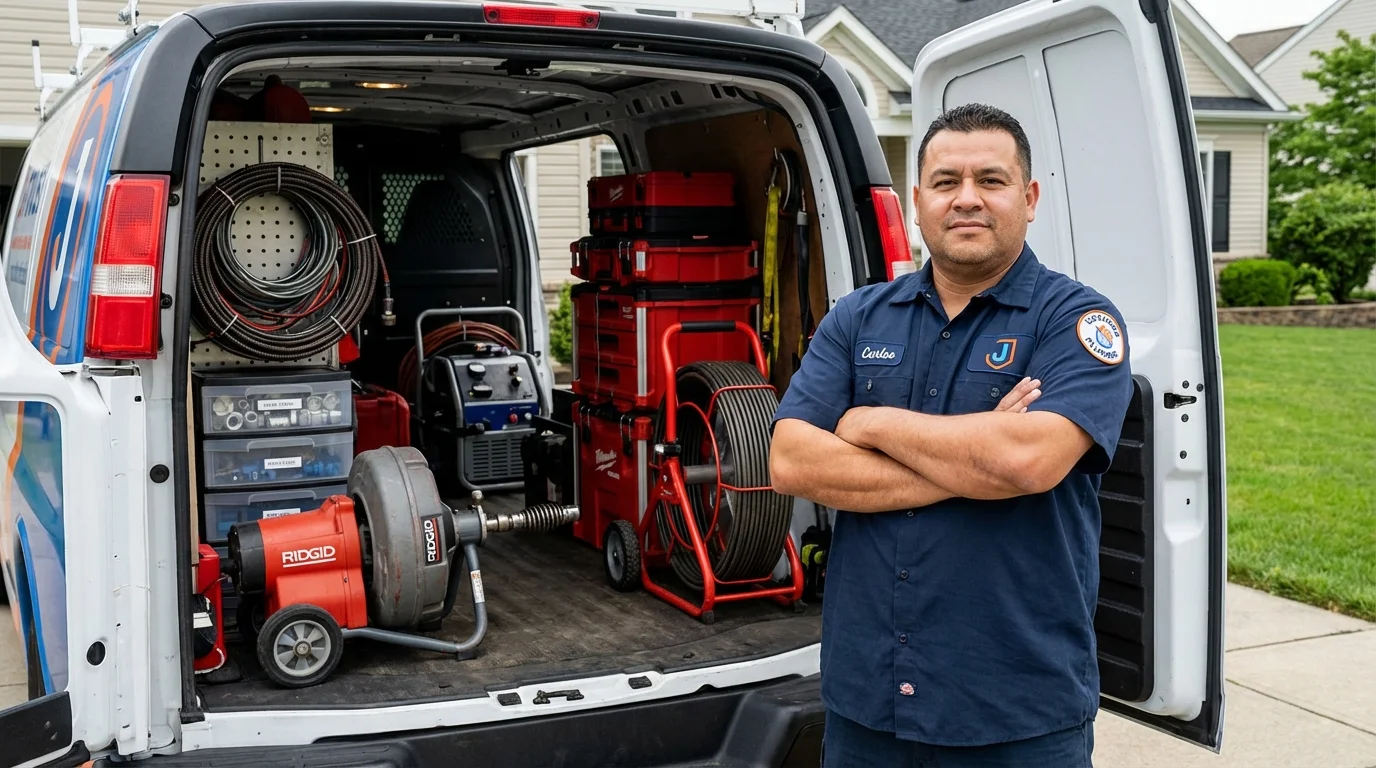 Professional drain cleaning equipment and Johns Plumbing LLC plumber in New Rockford