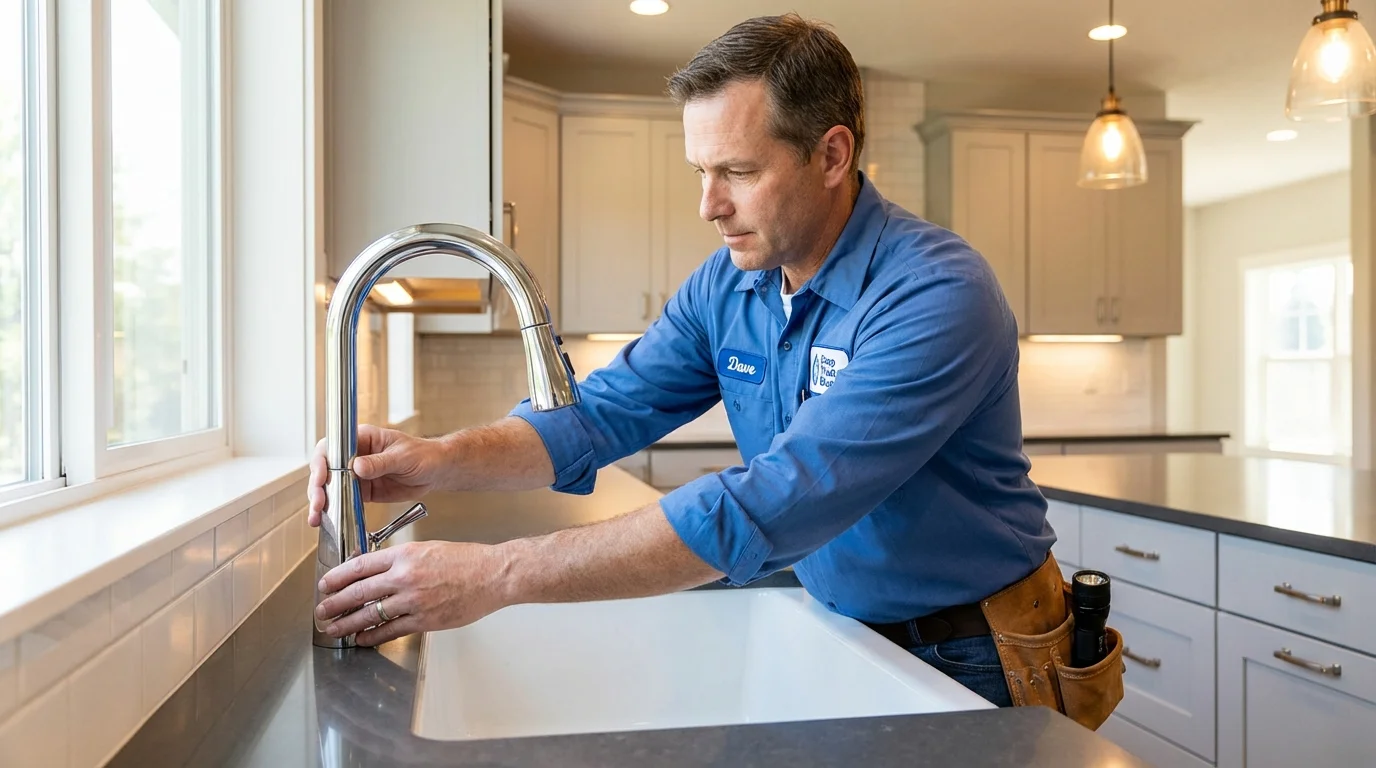 Kitchen faucet installation by Johns Plumbing LLC in New Rockford