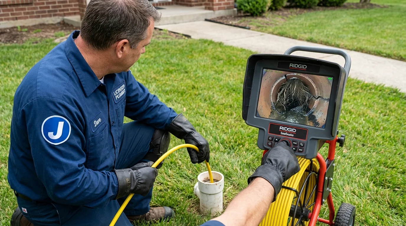 Sewer camera inspection being performed by Johns Plumbing LLC in New Rockford