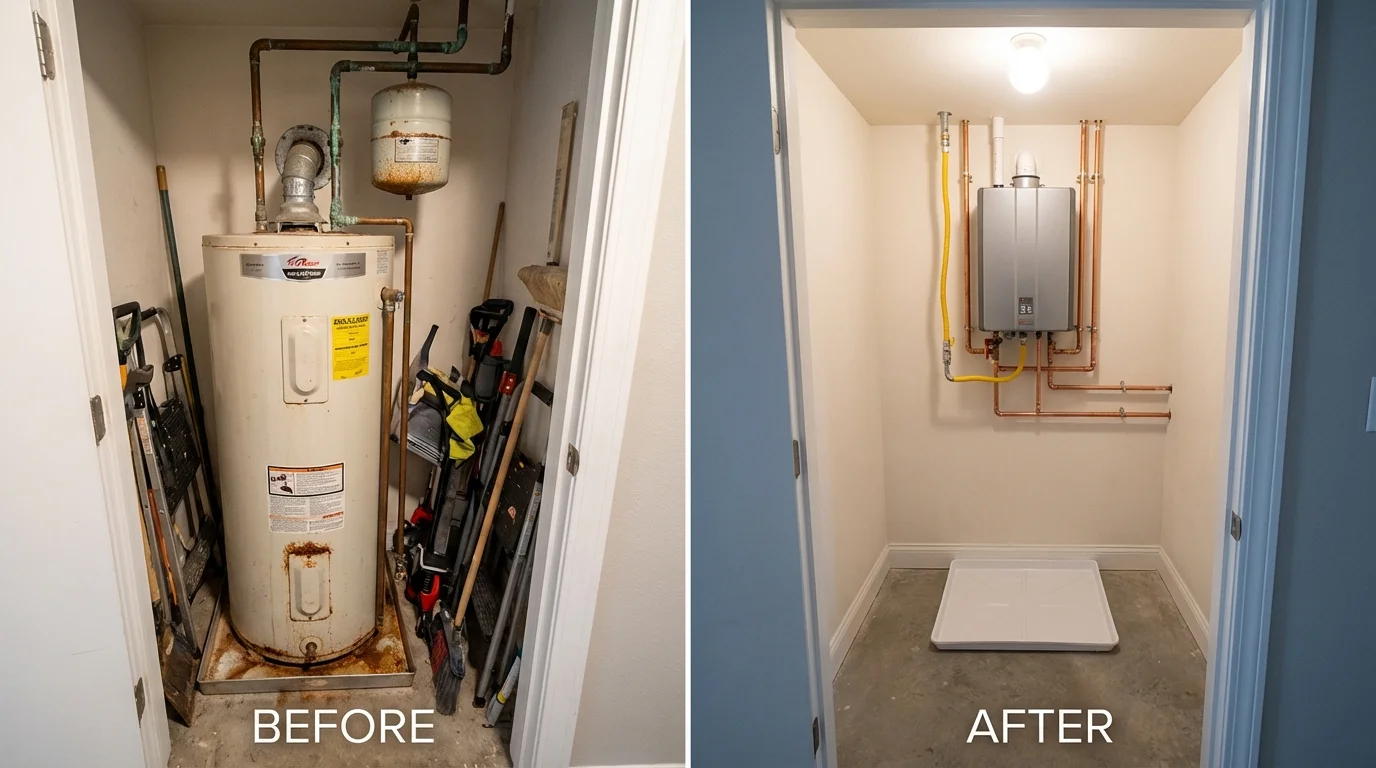 Tank water heater versus wall-mounted tankless unit comparison for New Rockford, ND homeowners